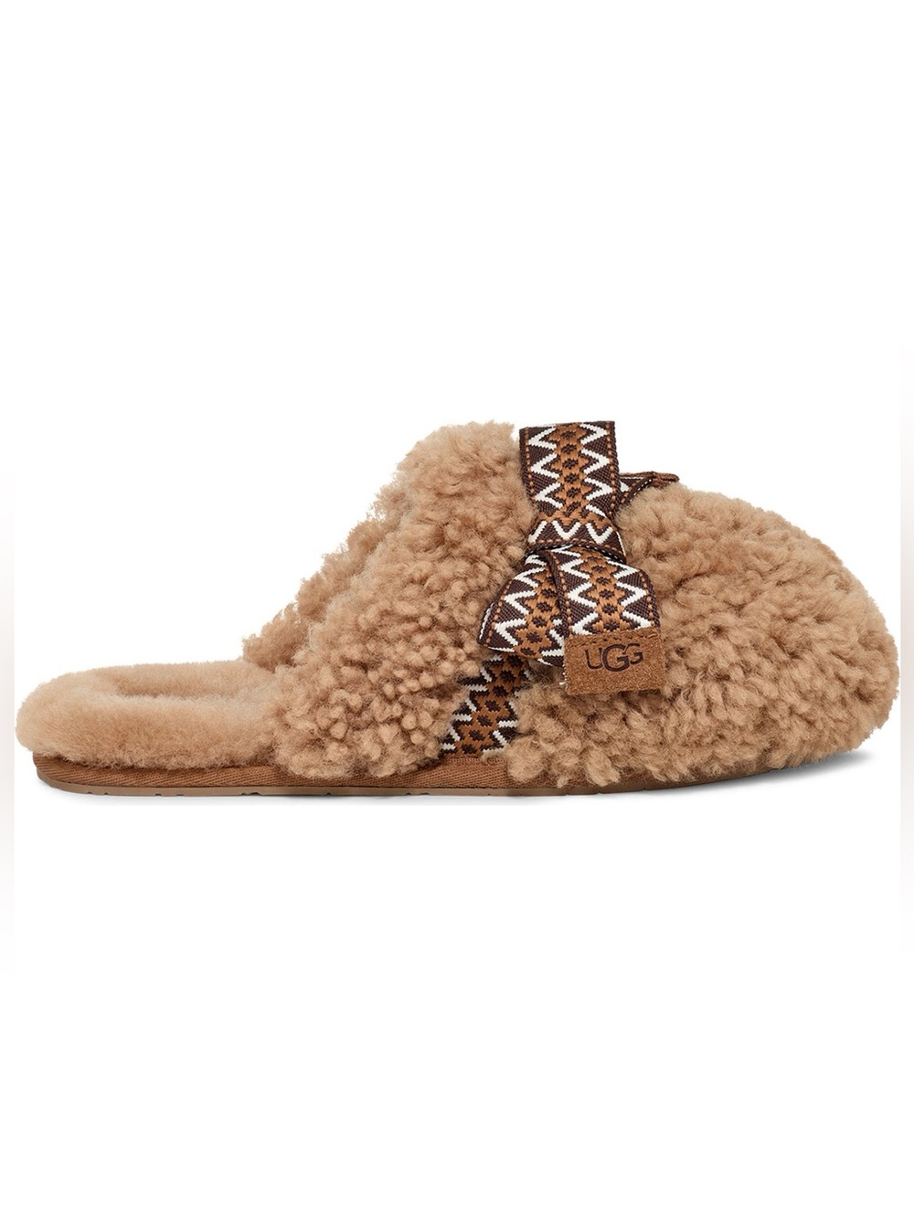 UGG Maxi Curly Sister Slide Slippers in Chestnut Brown NWOB